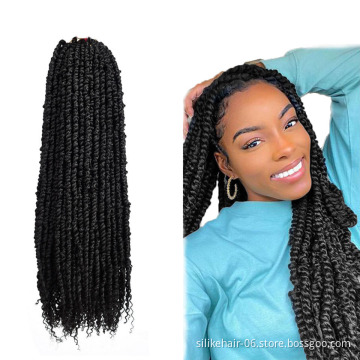 Low Price 24Inches Black Red Long Passion Twist Crochet Braiding Pre-Twisted Spring Bomb Braids Bulk Synthetic Hair Extensions